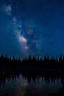Wyoming, Medicine Bow National Forest. Milky Way and shooting stars from Perseids meteor shower. Art Print